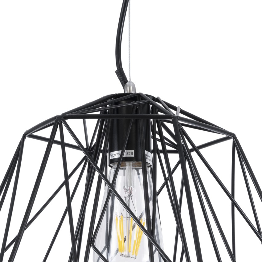 GLOBOSTAR® GRID  Vintage Κρεμαστό Φωτιστικό Οροφής με Ντουί 1 x E27 AC 220-240V IP20 - Μαύρο - Μ40 x Π40 x Υ33cm