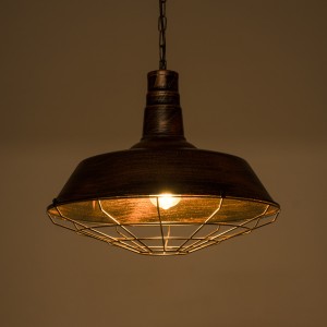 BARN  Vintage Κρεμαστό Φωτιστικό Καμπάνα Μονόφωτο 1 x E27 IP20 Χάλκινο Μέταλλο - Μ46 x Π46 x Υ36cm