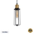 KLECE  Vintage Κρεμαστό Φωτιστικό Ανάρτηση Μονόφωτο 1 x E27 IP20 Μαύρο & Χρυσό Μέταλλο - Μ8 x Π8 x Υ28cm