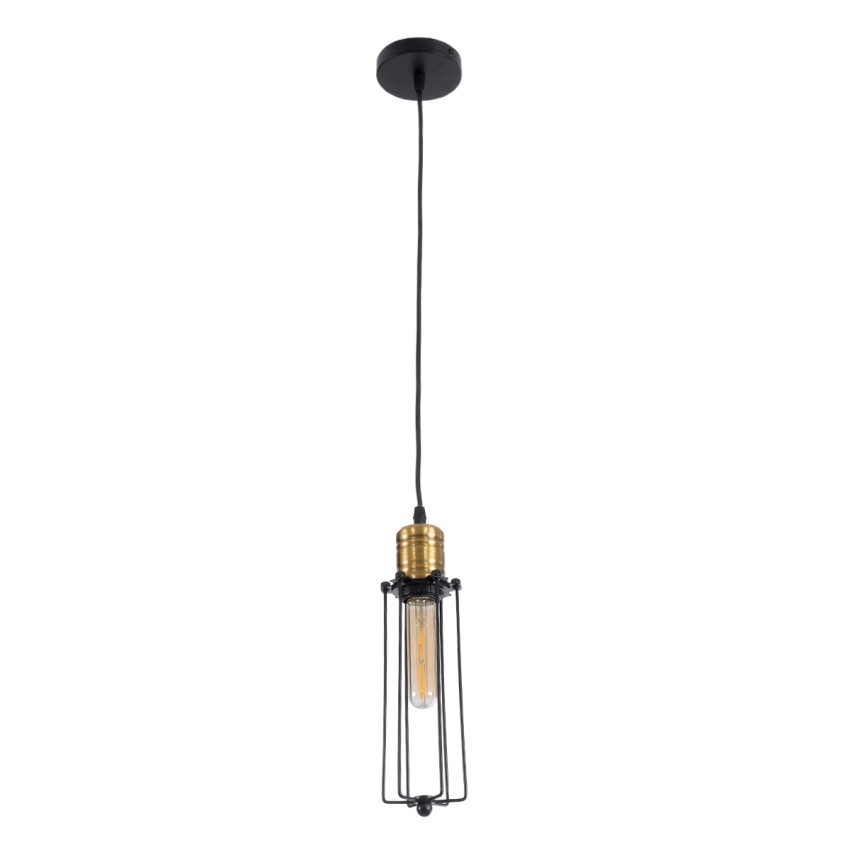 KLECE  Vintage Κρεμαστό Φωτιστικό Ανάρτηση Μονόφωτο 1 x E27 IP20 Μαύρο & Χρυσό Μέταλλο - Μ8 x Π8 x Υ28cm