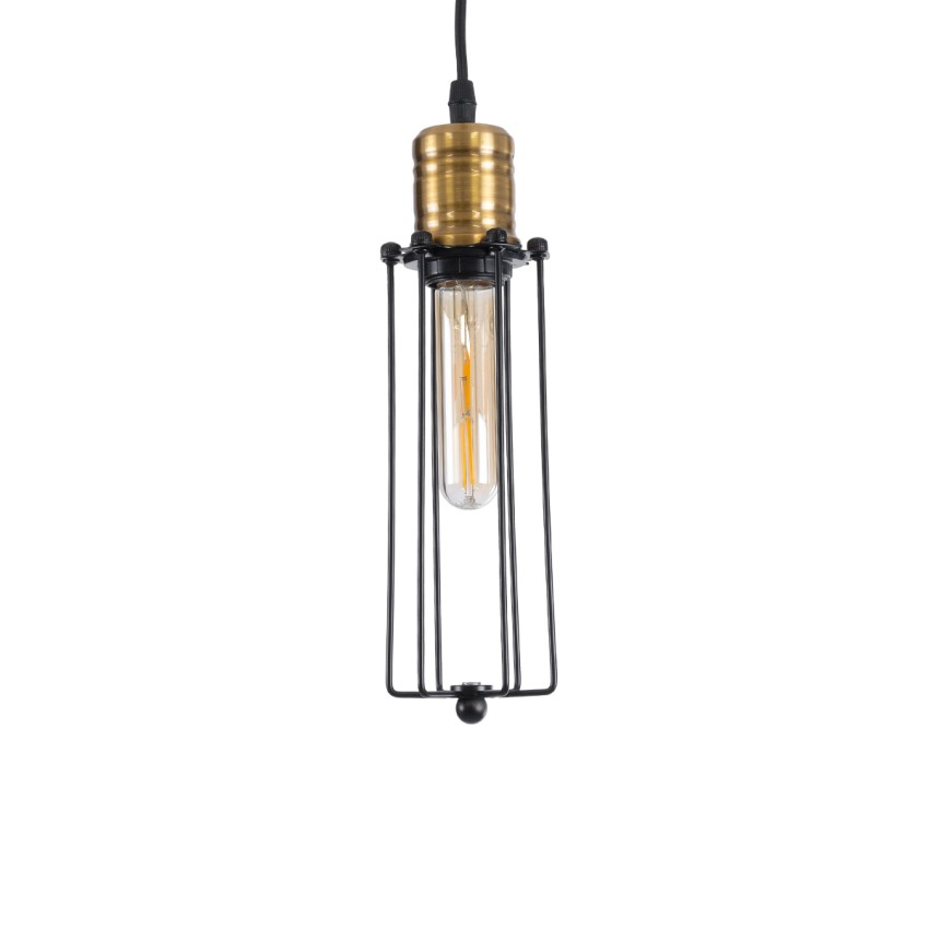KLECE  Vintage Κρεμαστό Φωτιστικό Ανάρτηση Μονόφωτο 1 x E27 IP20 Μαύρο & Χρυσό Μέταλλο - Μ8 x Π8 x Υ28cm