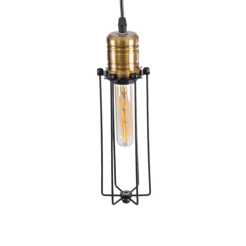 KLECE  Vintage Κρεμαστό Φωτιστικό Ανάρτηση Μονόφωτο 1 x E27 IP20 Μαύρο & Χρυσό Μέταλλο - Μ8 x Π8 x Υ28cm