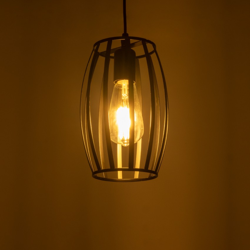 ZEBRA  Vintage Κρεμαστό Φωτιστικό Πλέγμα Μονόφωτο 1 x E27 IP20 Μαύρο Μέταλλο - Μ15 x Π15 x Y24cm