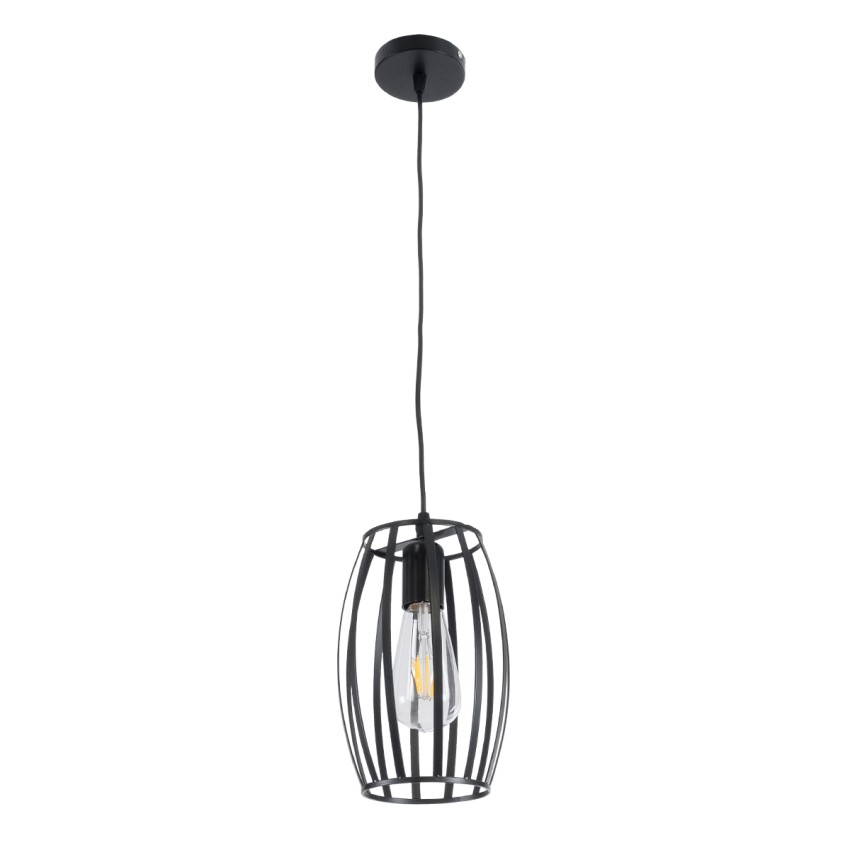 ZEBRA  Vintage Κρεμαστό Φωτιστικό Πλέγμα Μονόφωτο 1 x E27 IP20 Μαύρο Μέταλλο - Μ15 x Π15 x Y24cm