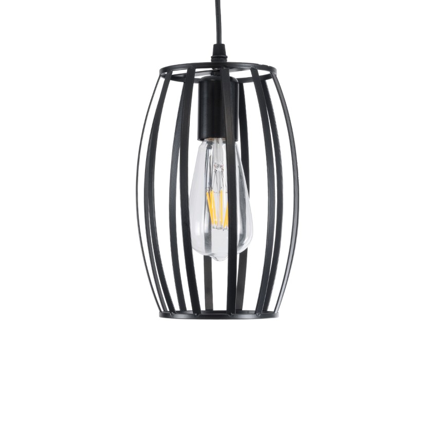 ZEBRA  Vintage Κρεμαστό Φωτιστικό Πλέγμα Μονόφωτο 1 x E27 IP20 Μαύρο Μέταλλο - Μ15 x Π15 x Y24cm