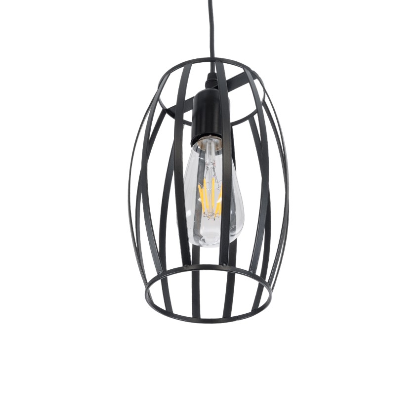 ZEBRA  Vintage Κρεμαστό Φωτιστικό Πλέγμα Μονόφωτο 1 x E27 IP20 Μαύρο Μέταλλο - Μ15 x Π15 x Y24cm