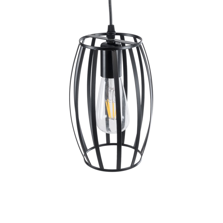 ZEBRA  Vintage Κρεμαστό Φωτιστικό Πλέγμα Μονόφωτο 1 x E27 IP20 Μαύρο Μέταλλο - Μ15 x Π15 x Y24cm