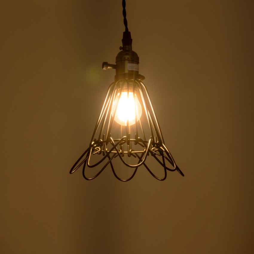 FLOWERON  Vintage Κρεμαστό Φωτιστικό Πλέγμα Μονόφωτο 1 x E27 IP20 Χάλκινο & Μπρούτζινο Μέταλλο - Μ10 x Π10 x Y20cm