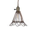 FLOWERON  Vintage Κρεμαστό Φωτιστικό Πλέγμα Μονόφωτο 1 x E27 IP20 Χάλκινο & Μπρούτζινο Μέταλλο - Μ10 x Π10 x Y20cm