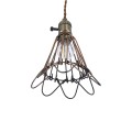 FLOWERON  Vintage Κρεμαστό Φωτιστικό Πλέγμα Μονόφωτο 1 x E27 IP20 Χάλκινο & Μπρούτζινο Μέταλλο - Μ10 x Π10 x Y20cm