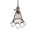 FLOWERON  Vintage Κρεμαστό Φωτιστικό Πλέγμα Μονόφωτο 1 x E27 IP20 Χάλκινο & Μπρούτζινο Μέταλλο - Μ10 x Π10 x Y20cm