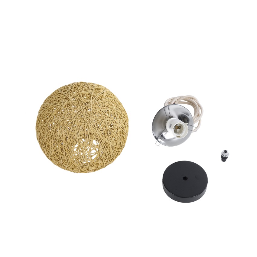 GLOBOSTAR® OCEANA  Boho Κρεμαστό Φωτιστικό Οροφής με Ντουί 1 x E27 AC 220-240V IP20 - Μπεζ - Μ20 x Π20 x Υ20cm
