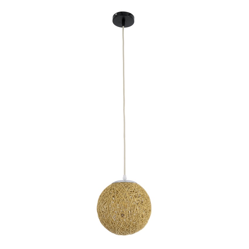 GLOBOSTAR® OCEANA  Boho Κρεμαστό Φωτιστικό Οροφής με Ντουί 1 x E27 AC 220-240V IP20 - Μπεζ - Μ20 x Π20 x Υ20cm