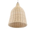 BAHAMAS  Boho Κρεμαστό Φωτιστικό Καμπάνα Μονόφωτο 1 x E27 IP20 Μπεζ Ξύλο - Μ30 x Π30 x Υ40cm