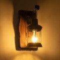 GLOBOSTAR® BRASRA  Vintage Φωτιστικό Τοίχου - Απλίκα με Ντουί 1 x E27 AC 220-240V IP20 - Καφέ & Μαύρο - Μ15 x Π20 x Υ30cm