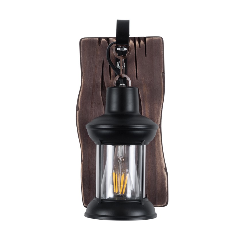GLOBOSTAR® BRASRA  Vintage Φωτιστικό Τοίχου - Απλίκα με Ντουί 1 x E27 AC 220-240V IP20 - Καφέ & Μαύρο - Μ15 x Π20 x Υ30cm