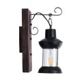 GLOBOSTAR® BRASRA  Vintage Φωτιστικό Τοίχου - Απλίκα με Ντουί 1 x E27 AC 220-240V IP20 - Καφέ & Μαύρο - Μ15 x Π20 x Υ30cm