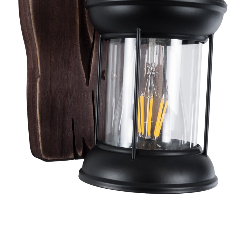 GLOBOSTAR® BRASRA  Vintage Φωτιστικό Τοίχου - Απλίκα με Ντουί 1 x E27 AC 220-240V IP20 - Καφέ & Μαύρο - Μ15 x Π20 x Υ30cm