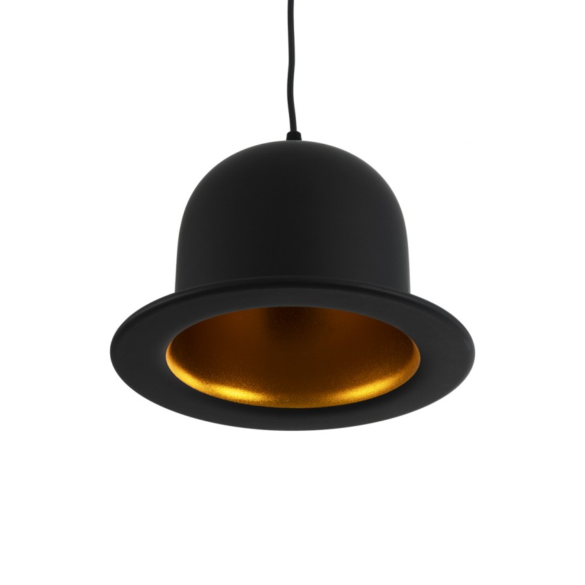 CHARLO  Vintage Κρεμαστό Φωτιστικό Καμπάνα Μονόφωτο 1 x E27 IP20 Μαύρο & Χρυσό Μέταλλο - Μ26 x Π26 x Υ16cm