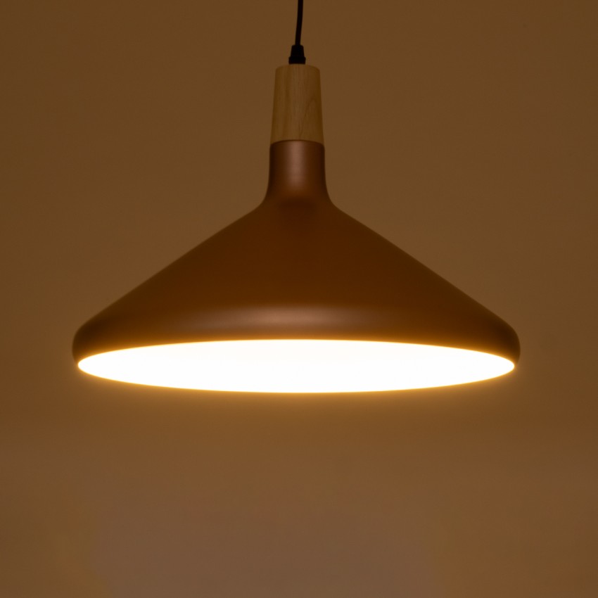 FERCLA  Μοντέρνο Κρεμαστό Φωτιστικό Καμπάνα Μονόφωτο 1 x E27 IP20 Χάλκινο & Λευκό Μέταλλο - Μ40 x Π40 x Υ30cm