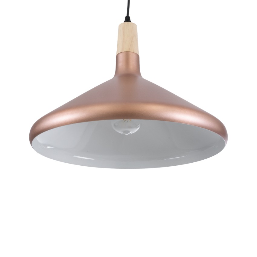 FERCLA  Μοντέρνο Κρεμαστό Φωτιστικό Καμπάνα Μονόφωτο 1 x E27 IP20 Χάλκινο & Λευκό Μέταλλο - Μ40 x Π40 x Υ30cm