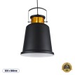 NUNZIATA  Vintage Κρεμαστό Φωτιστικό Καμπάνα Μονόφωτο 1 x E27 IP20 Μαύρο & Χρυσό Μέταλλο - Μ26 x Π26 x Υ40cm