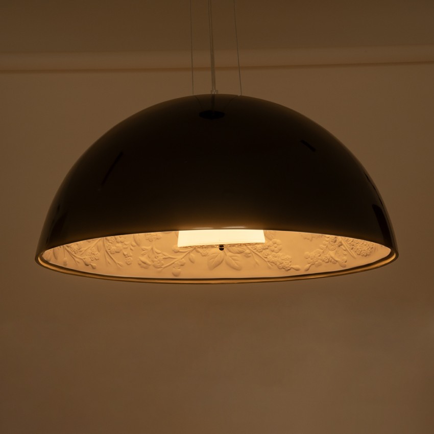 SERENIA  Μοντέρνο Κρεμαστό Φωτιστικό Καμπάνα Μονόφωτο 1 x E27 IP20 Μαύρο Μέταλλο με Λευκό Γύψο - Μ60 x Π60 x Υ30cm