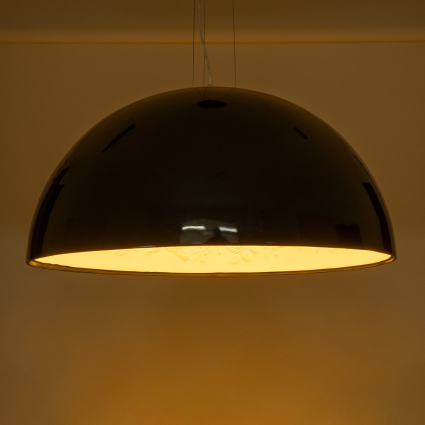 SERENIA  Μοντέρνο Κρεμαστό Φωτιστικό Καμπάνα Μονόφωτο 1 x E27 IP20 Μαύρο Μέταλλο με Λευκό Γύψο - Μ90 x Π90 x Y40cm