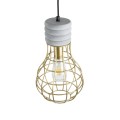 DURANT  Μοντέρνο Κρεμαστό Φωτιστικό Πλέγμα Μονόφωτο 1 x E27 IP20 Γκρι Τσιμέντο με Χρυσό Μέταλλο - Μ20 x Π20 x Υ35cm