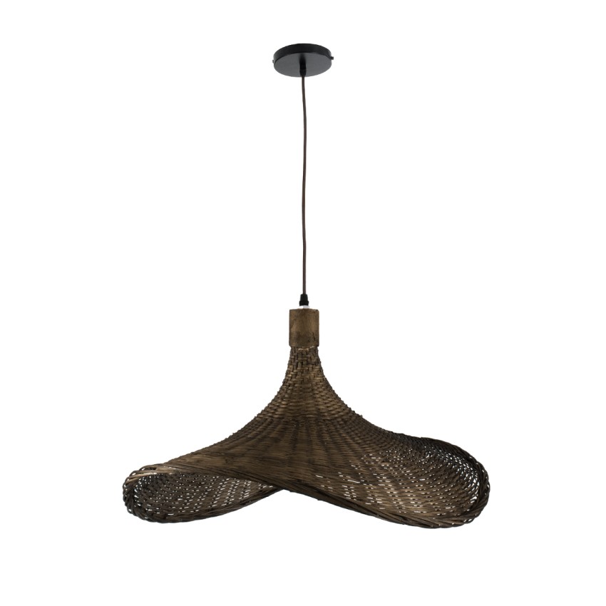 GLOBOSTAR® CUBA  Boho Κρεμαστό Φωτιστικό Οροφής με Ντουί 1 x E27 AC 220-240V IP20 - Καφέ - Μ53 x Π53 x Υ30cm