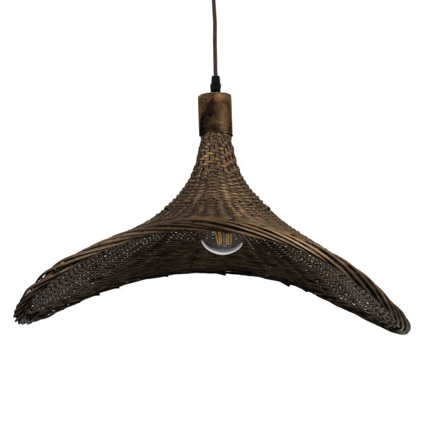 GLOBOSTAR® CUBA  Boho Κρεμαστό Φωτιστικό Οροφής με Ντουί 1 x E27 AC 220-240V IP20 - Καφέ - Μ53 x Π53 x Υ30cm