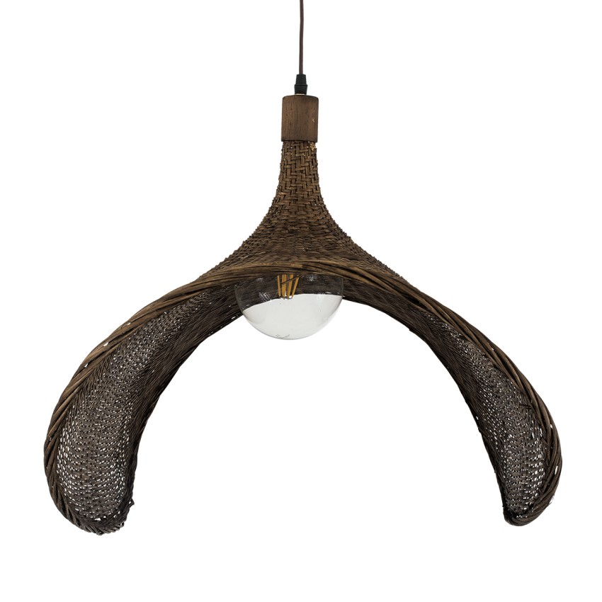 GLOBOSTAR® CUBA  Boho Κρεμαστό Φωτιστικό Οροφής με Ντουί 1 x E27 AC 220-240V IP20 - Καφέ - Μ80 x Π80 x Υ49cm