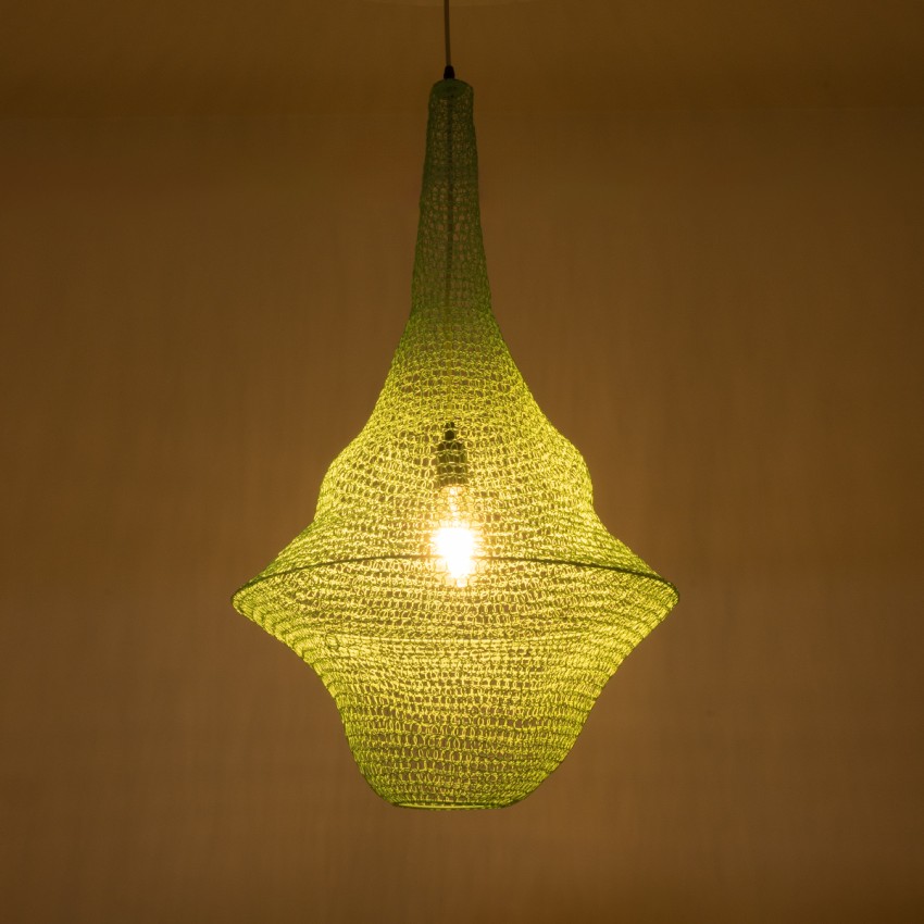 KENTUCKY  Vintage Κρεμαστό Φωτιστικό Πλέγμα Μονόφωτο 1 x E27 IP20 Τιρκουάζ Μέταλλο - Μ50 x Π50 x Υ90cm