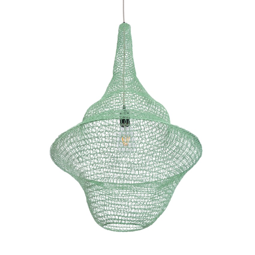 KENTUCKY  Vintage Κρεμαστό Φωτιστικό Πλέγμα Μονόφωτο 1 x E27 IP20 Τιρκουάζ Μέταλλο - Μ50 x Π50 x Υ90cm