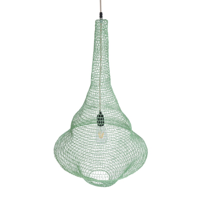 KENTUCKY  Vintage Κρεμαστό Φωτιστικό Πλέγμα Μονόφωτο 1 x E27 IP20 Τιρκουάζ Μέταλλο - Μ50 x Π50 x Υ90cm