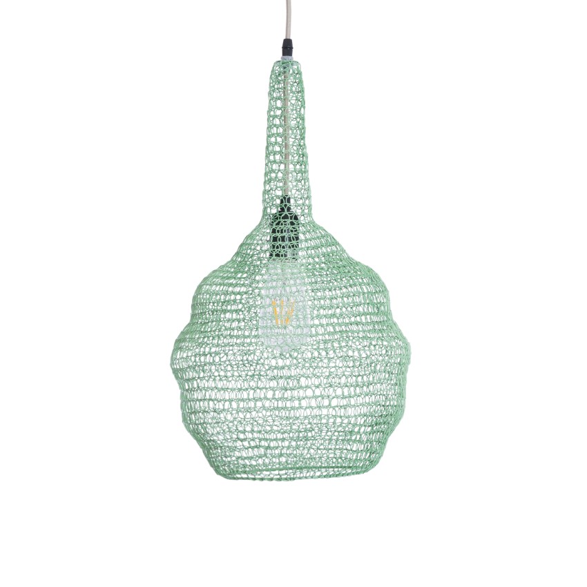 KENTUCKY  Vintage Κρεμαστό Φωτιστικό Πλέγμα Μονόφωτο 1 x E27 IP20 Τιρκουάζ Μέταλλο - Μ30 x Π30 x Υ50cm