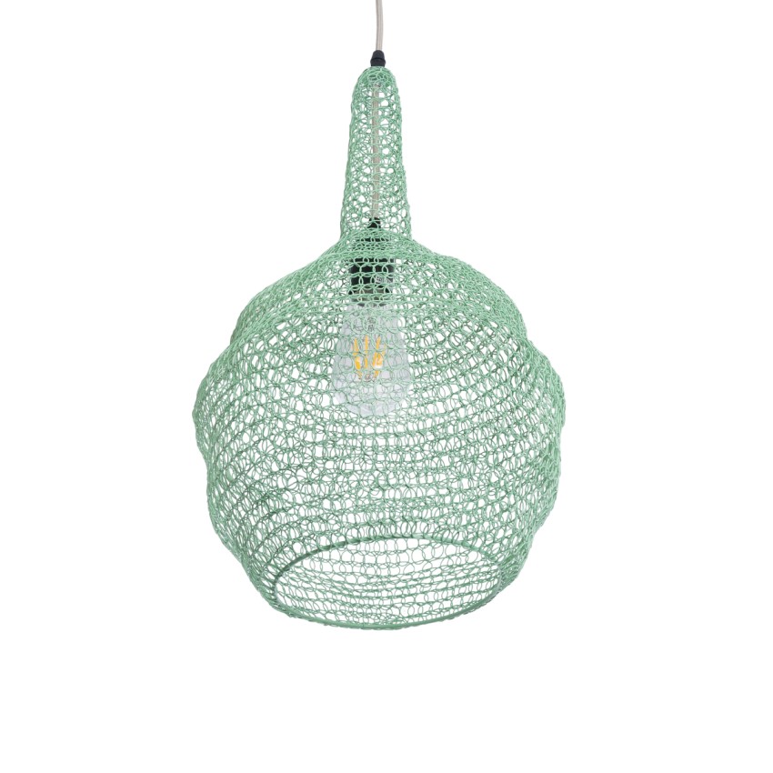 KENTUCKY  Vintage Κρεμαστό Φωτιστικό Πλέγμα Μονόφωτο 1 x E27 IP20 Τιρκουάζ Μέταλλο - Μ30 x Π30 x Υ50cm