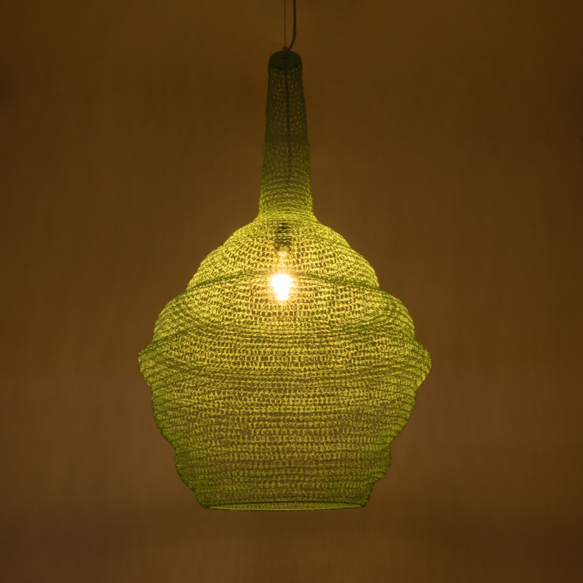 KENTUCKY  Vintage Κρεμαστό Φωτιστικό Πλέγμα Μονόφωτο 1 x E27 IP20 Τιρκουάζ Μέταλλο - Μ60 x Π60 x Υ90cm