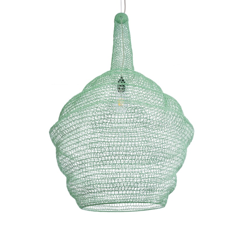 KENTUCKY  Vintage Κρεμαστό Φωτιστικό Πλέγμα Μονόφωτο 1 x E27 IP20 Τιρκουάζ Μέταλλο - Μ60 x Π60 x Υ90cm