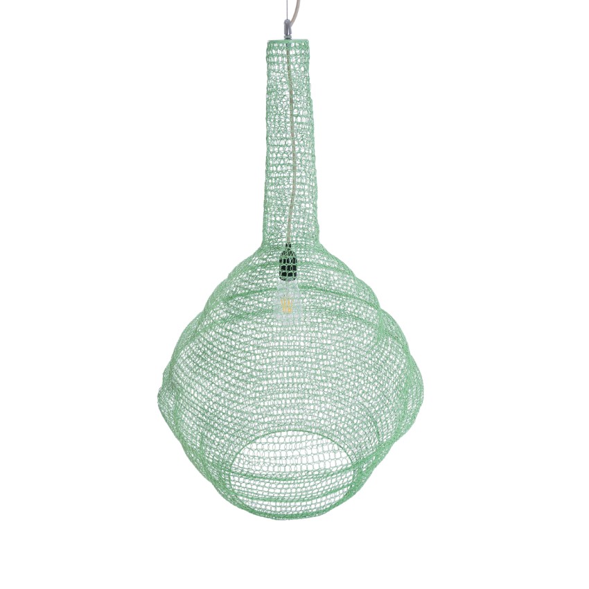 KENTUCKY  Vintage Κρεμαστό Φωτιστικό Πλέγμα Μονόφωτο 1 x E27 IP20 Τιρκουάζ Μέταλλο - Μ60 x Π60 x Υ90cm