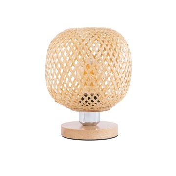 GLOBOSTAR® KERRY  Boho Επιτραπέζιο Φωτιστικό Πορτατίφ με Ντουί 1 x E27 AC 220-240V IP20 - Μπεζ - Μ18 x Π18 x Υ25cm
