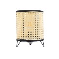 MONTE  Μοντέρνο Επιτραπέζιο Φωτιστικό Πορτατίφ Μονόφωτο 1 x E27 AC220-240V IP20 - Φ16 x Υ22cm - Μαύρο Ύφασμα με Μπεζ Ξύλινο Μπαμπού Πλέγμα