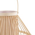 CATHY  Boho Επιτραπέζιο Φωτιστικό Πορτατίφ Μονόφωτο 1 x E27 AC220-240V IP20 - Φ30 x Υ22cm - Μπεζ Ύφασμα με Μπεζ Ξύλινο Μπαμπού Πλέγμα