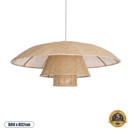 ZORA  Boho Κρεμαστό Φωτιστικό Καμπάνα Μονόφωτο 1 x E27 IP20 Μπεζ Ύφασμα - Μ80 x Π80 x Υ32cm