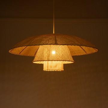 ZORA  Boho Κρεμαστό Φωτιστικό Καμπάνα Μονόφωτο 1 x E27 IP20 Μπεζ Ύφασμα - Μ80 x Π80 x Υ32cm