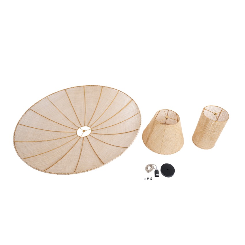 ZORA  Boho Κρεμαστό Φωτιστικό Καμπάνα Μονόφωτο 1 x E27 IP20 Μπεζ Ύφασμα - Μ120 x Π120 x Υ40cm
