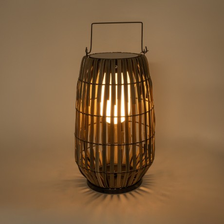 NETLEY  Boho Αυτόνομο Ηλιακό Κρεμαστό/Επιτραπέζιο Φωτιστικό Πορτατίφ LED 5W 200lm 180° με Ενσωματωμένη Μπαταρία IP65 Θερμό Λευκό 3000K Γκρι Ξύλο - Μ30 x Π30 x Υ50cm