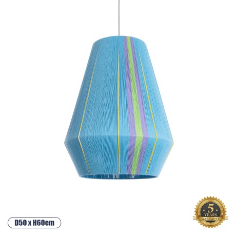 SALERNO  Boho Κρεμαστό Φωτιστικό Πλέγμα Μονόφωτο 1 x E27 IP20 Πολύχρωμο Σχοινί - Μ50 x Π50 x Υ60cm