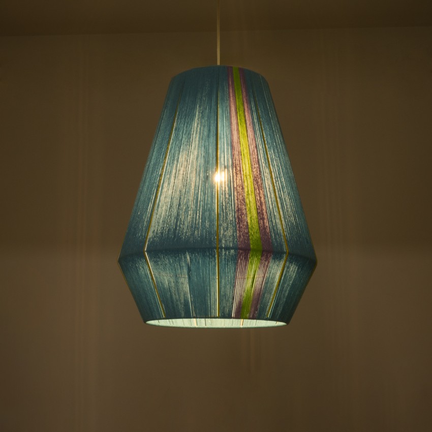 SALERNO  Boho Κρεμαστό Φωτιστικό Πλέγμα Μονόφωτο 1 x E27 IP20 Πολύχρωμο Σχοινί - Μ50 x Π50 x Υ60cm