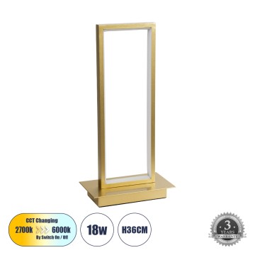 CORNELIE  Επιτραπέζιο Φωτιστικό LED CCT 18W 1980lm 200° AC 220-240V - Εναλλαγή Φωτισμού μέσω Διακόπτη On/Off All In One Ψυχρό 6000k+Φυσικό 4500k+Θερμό 2700k Μ18 x Π10 x Υ36cm - Χρυσό